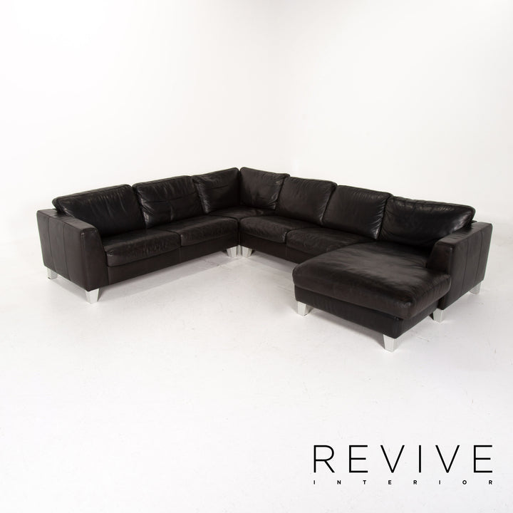 Machalke Leather Corner Sofa Black Sofa Couch #14353