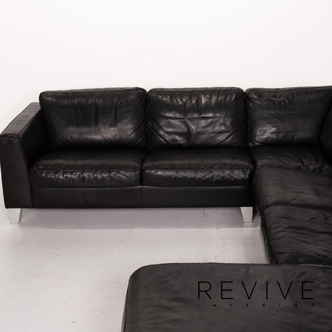 Machalke Leather Corner Sofa Black Sofa Couch #14353