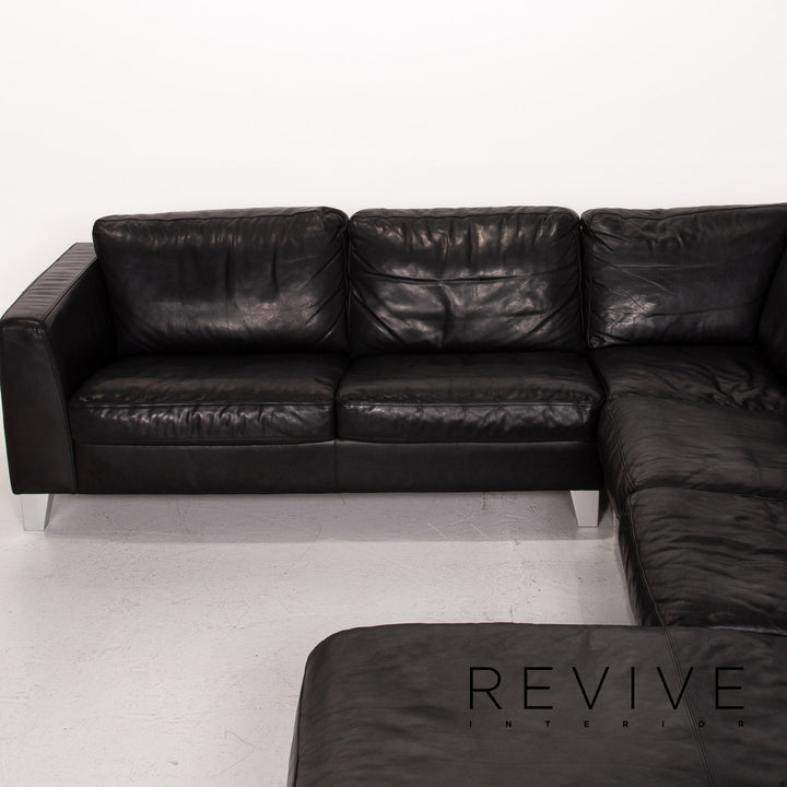 Machalke Leather Corner Sofa Black Sofa Couch #14353