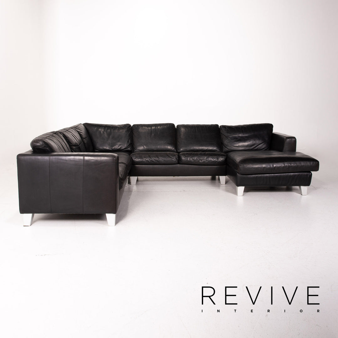 Machalke Leather Corner Sofa Black Sofa Couch #14353