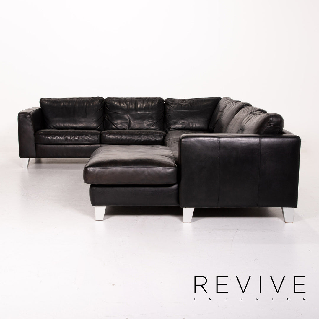 Machalke Leather Corner Sofa Black Sofa Couch #14353