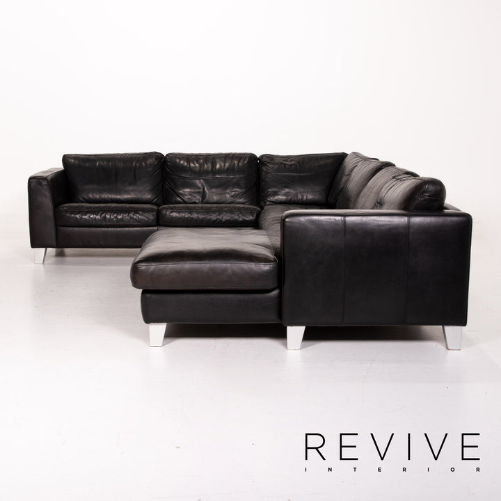 Machalke Leather Corner Sofa Black Sofa Couch #14353