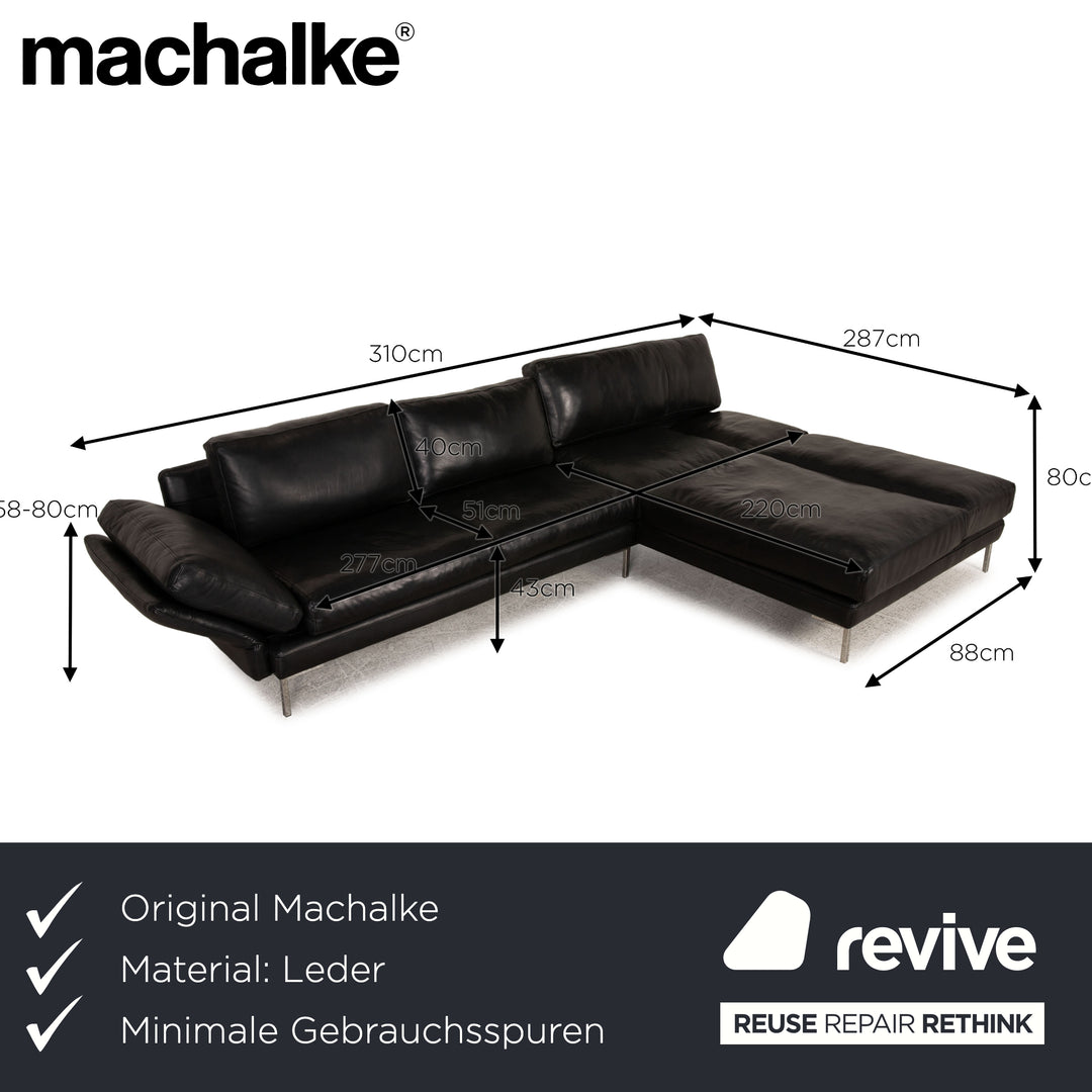 Machalke Sergio Leder Sofa Schwarz Ecksofa Couch Funktion