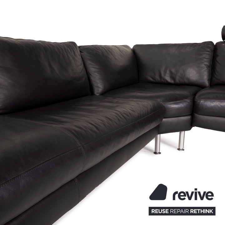 Machalke System Plus Leder Sofa Schwarz Ecksofa Couch