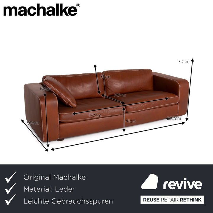 Machalke Valentino Leather Sofa Brown Three Seater