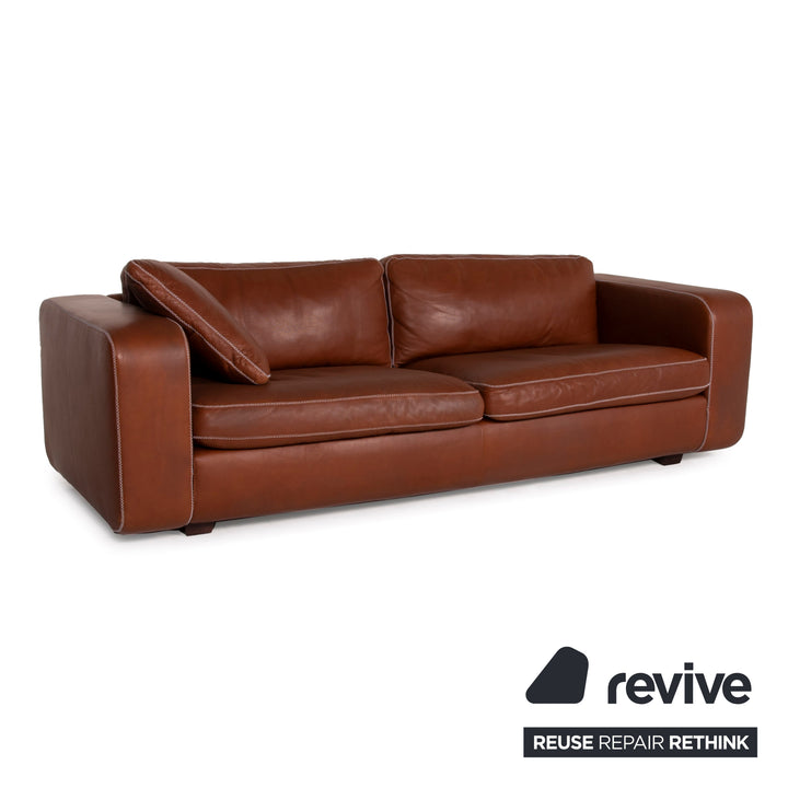 Machalke Valentino Leather Sofa Brown Three Seater
