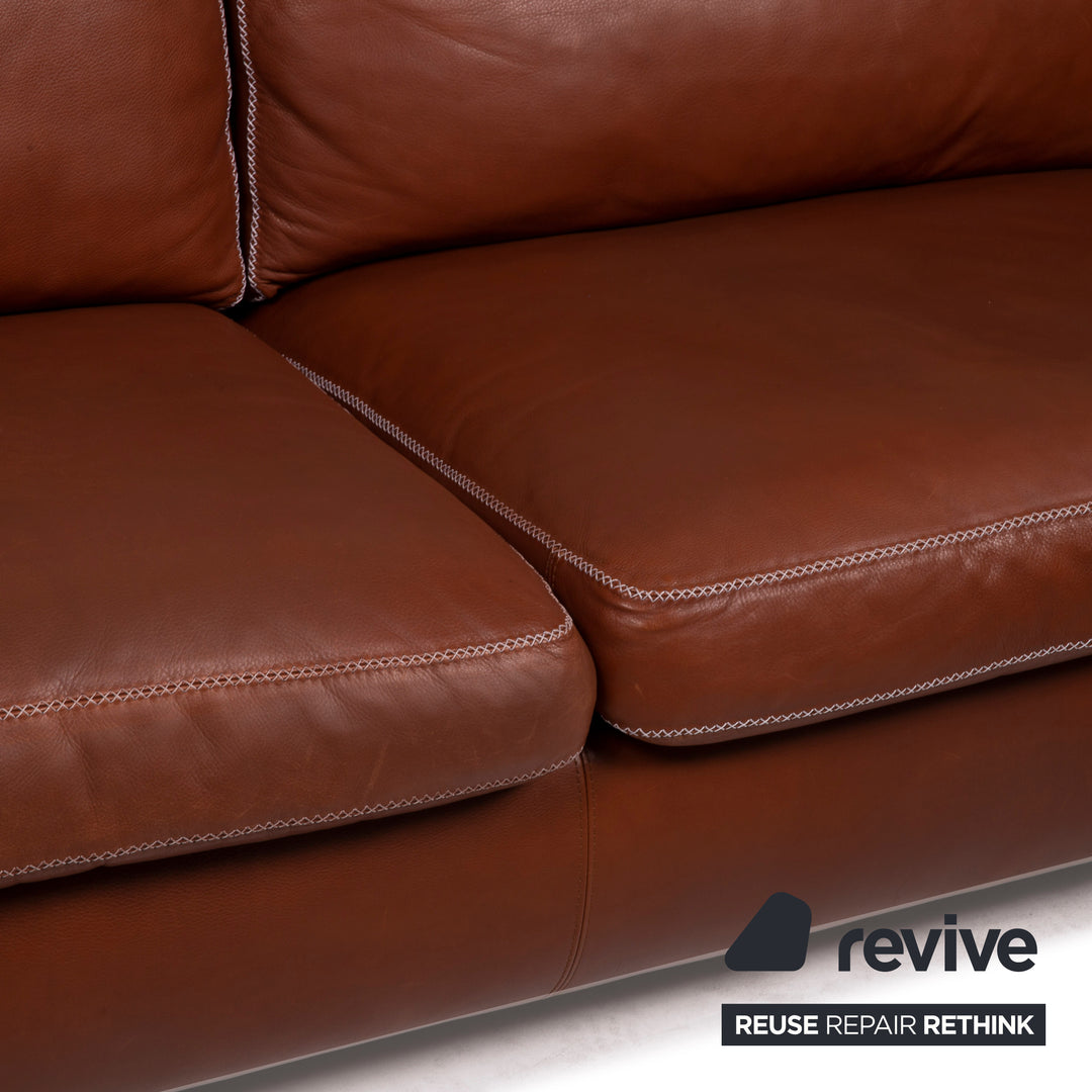Machalke Valentino Leather Sofa Brown Three Seater