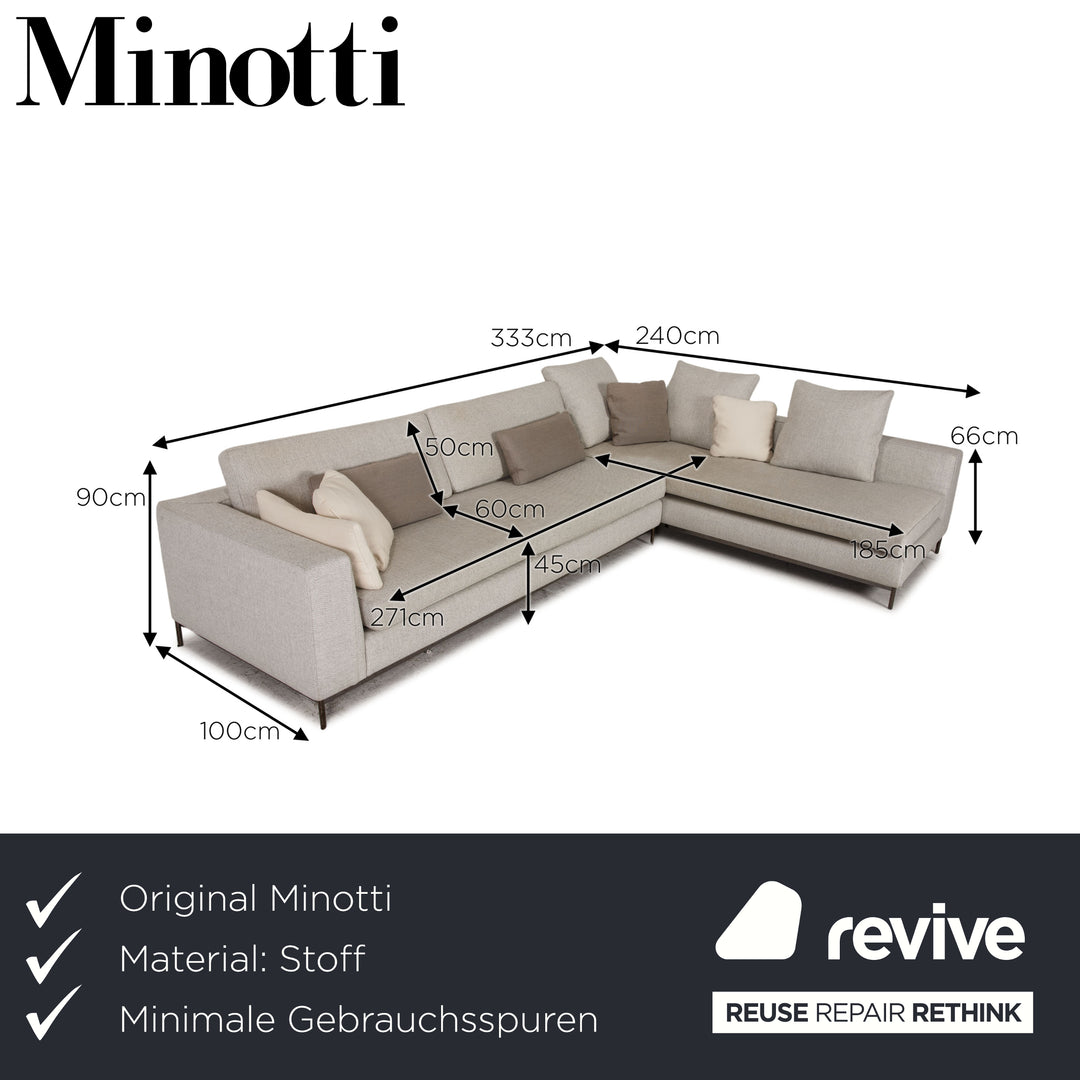 Minotti Andersen Canapé d'angle en tissu Gris Canapé