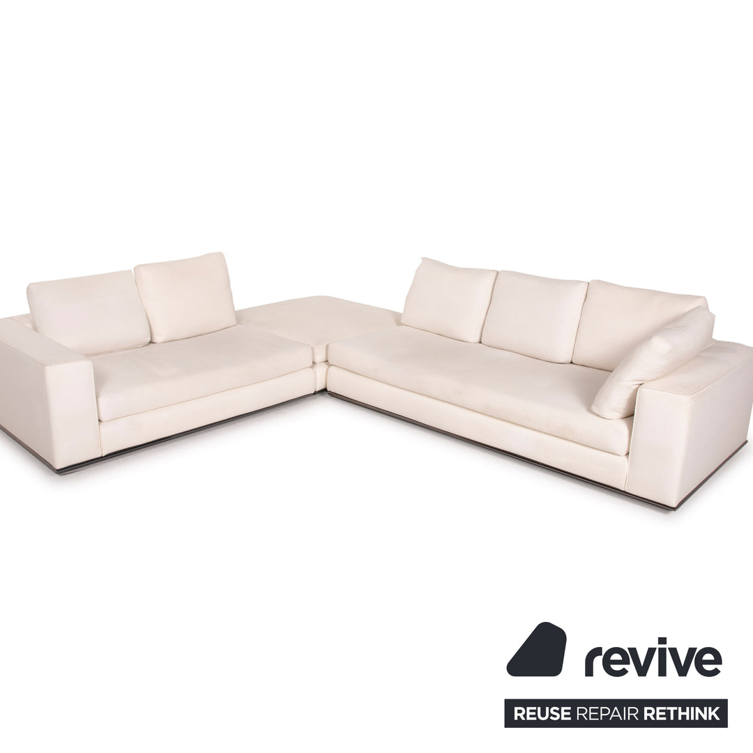 Minotti Hamilton Stoff Sofa Elfenbein Ecksofa Modul