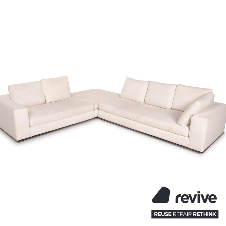 Minotti Hamilton Stoff Sofa Elfenbein Ecksofa Modul