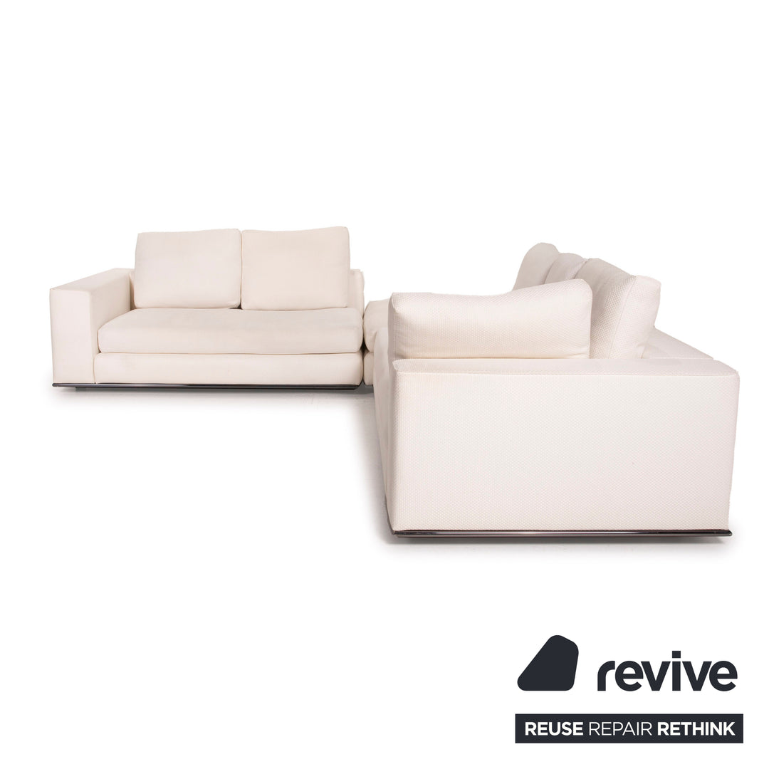 Minotti Hamilton Stoff Sofa Elfenbein Ecksofa Modul