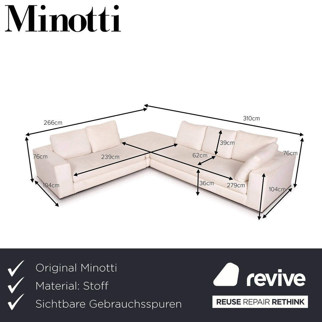 Minotti Hamilton Stoff Sofa Elfenbein Ecksofa Modul