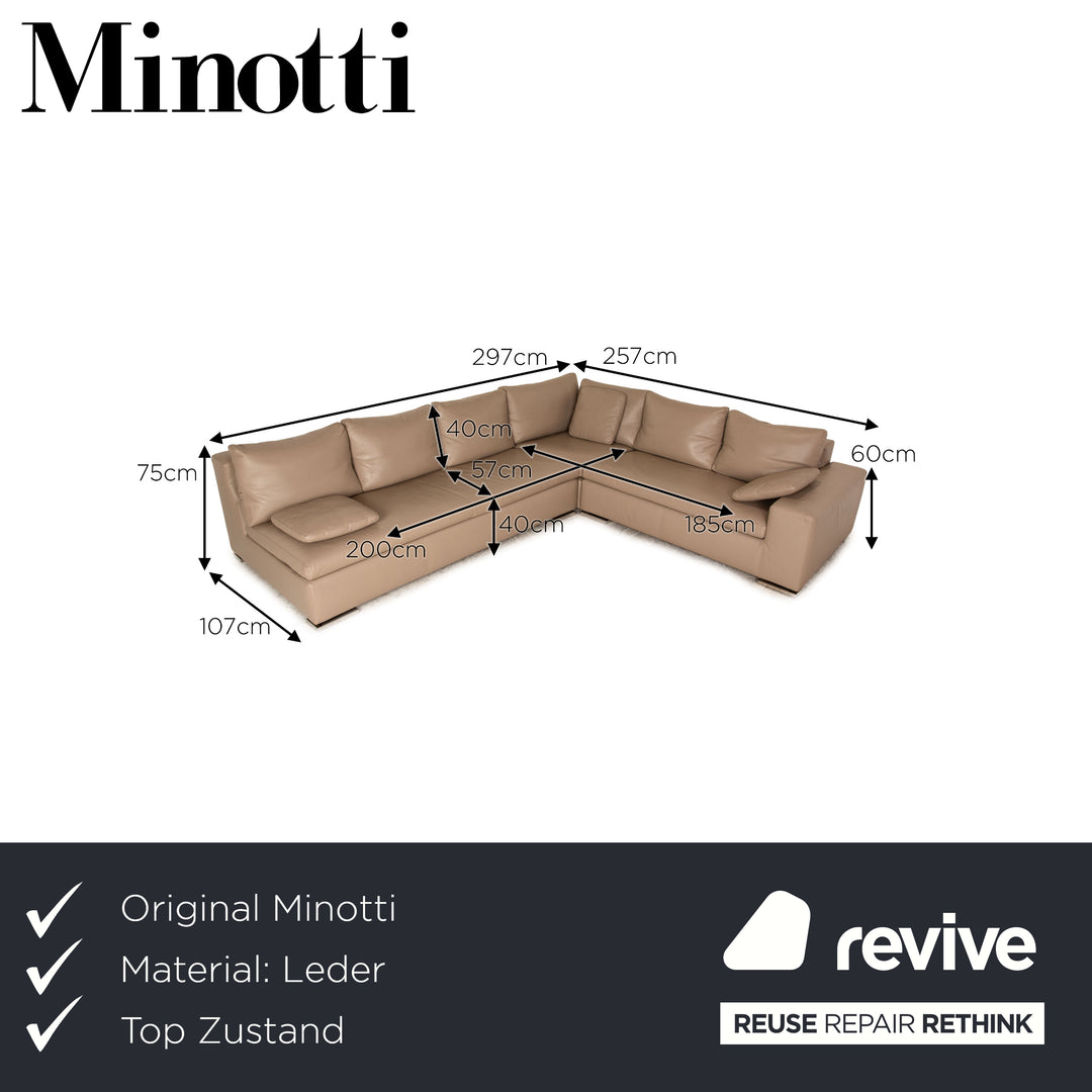 Canapé d'angle en cuir Minotti canapé beige marron