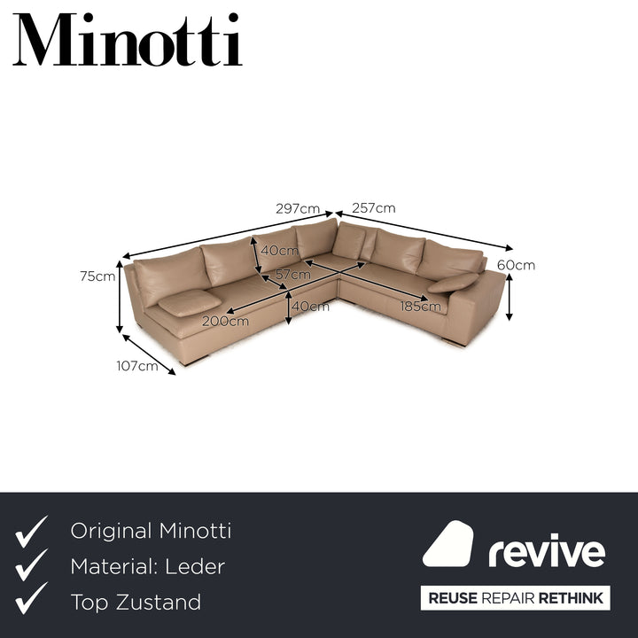 Canapé d'angle en cuir Minotti canapé beige marron