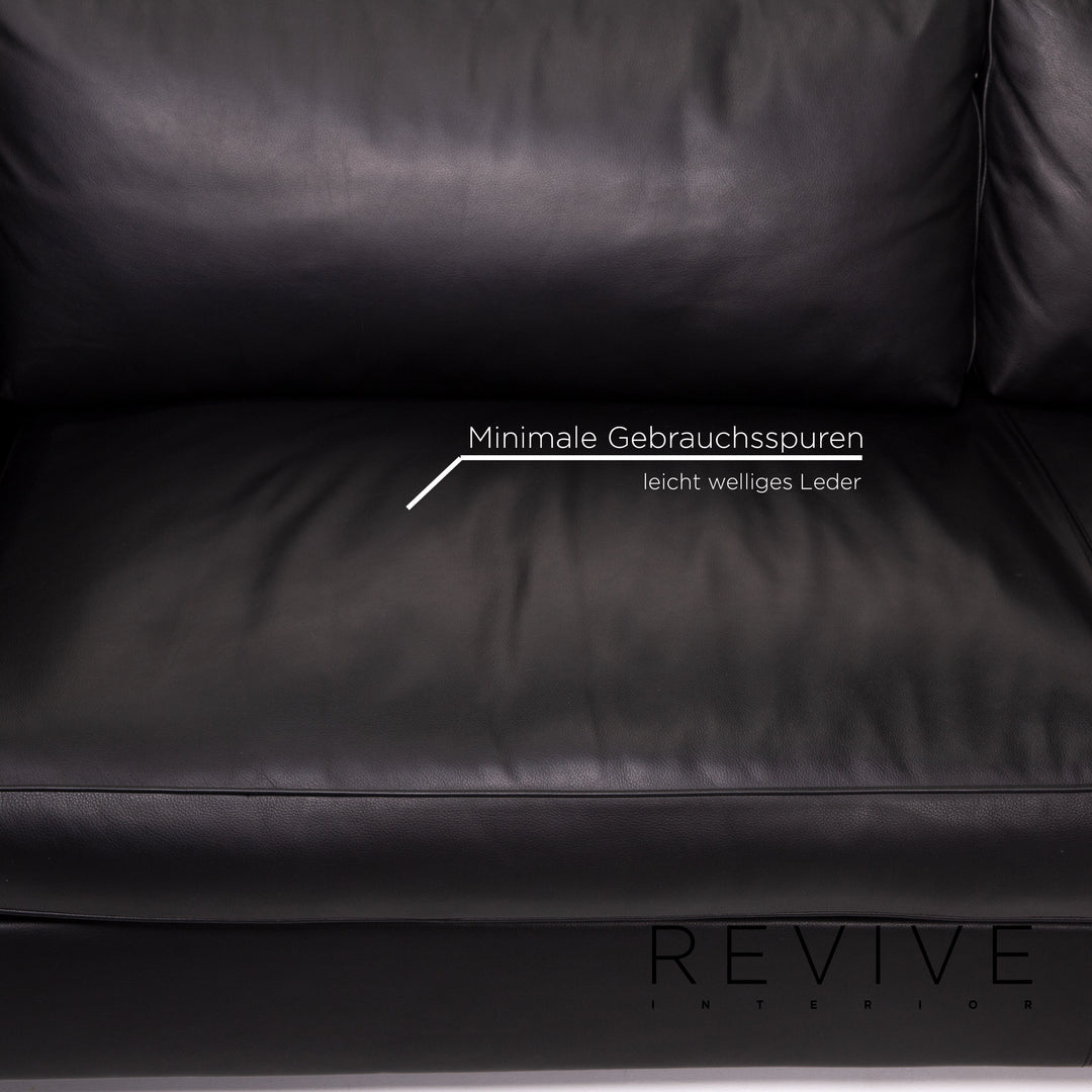 Minotti Leder Ecksofa Schwarz Sofa Couch #14077