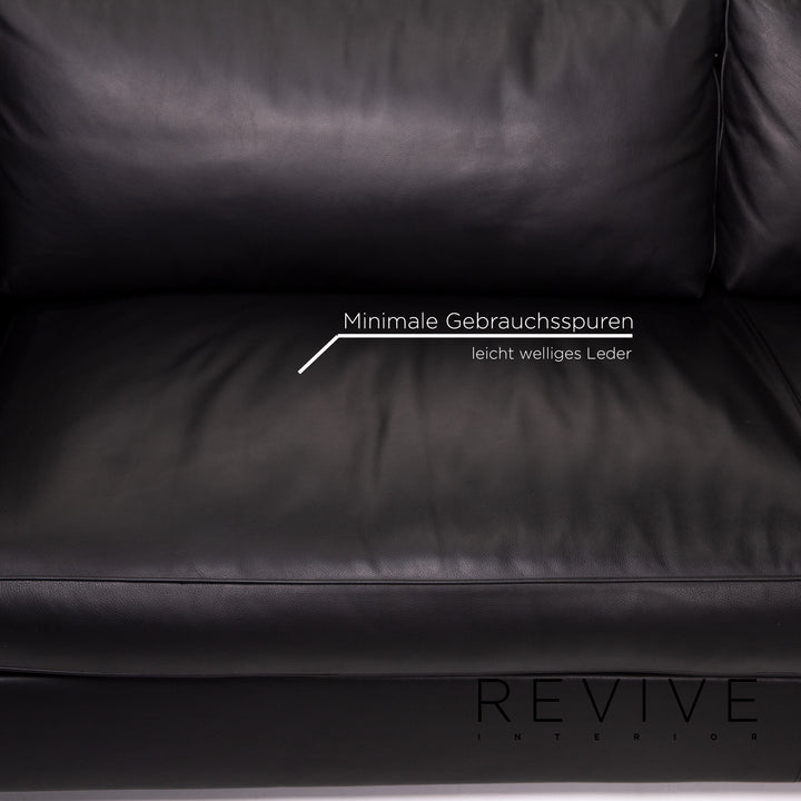 Minotti Leder Ecksofa Schwarz Sofa Couch #14077