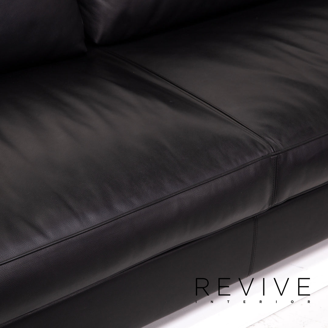 Minotti Leder Ecksofa Schwarz Sofa Couch #14077