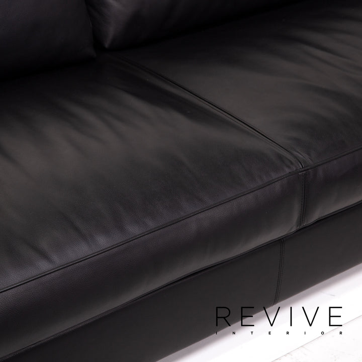Minotti Leder Ecksofa Schwarz Sofa Couch #14077