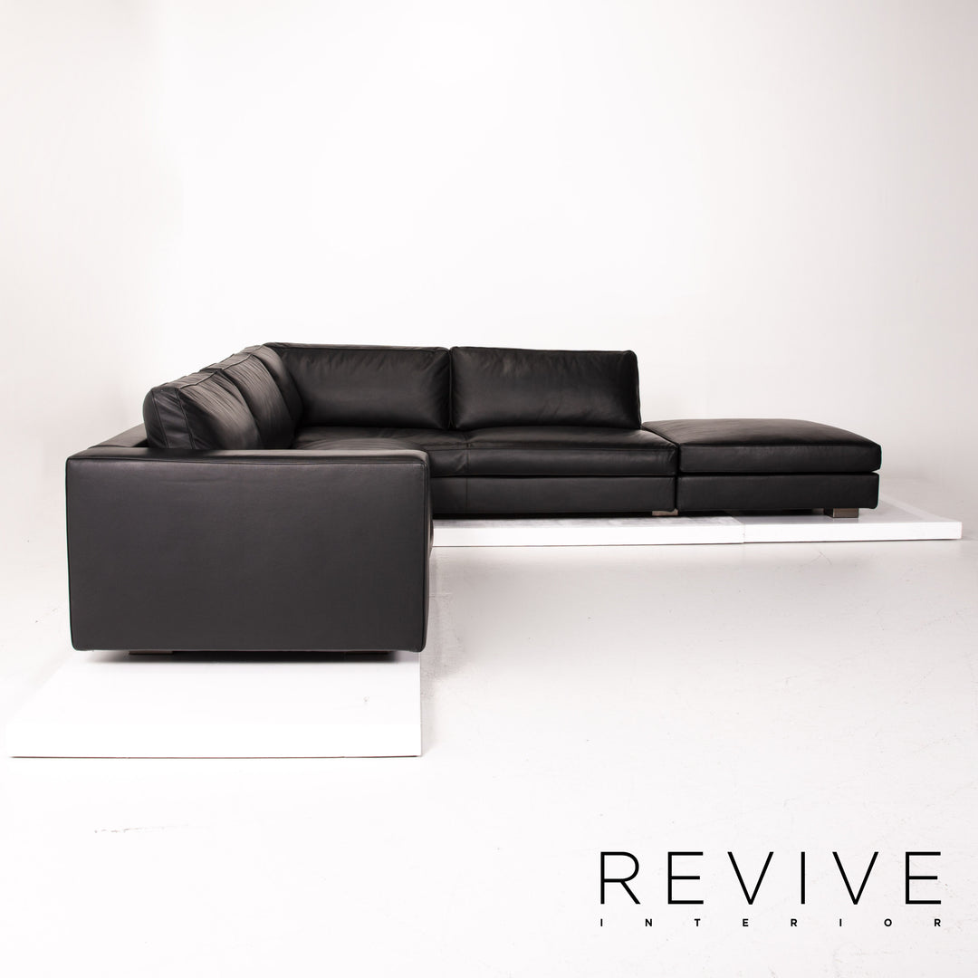 Minotti Leder Ecksofa Schwarz Sofa Couch #14077