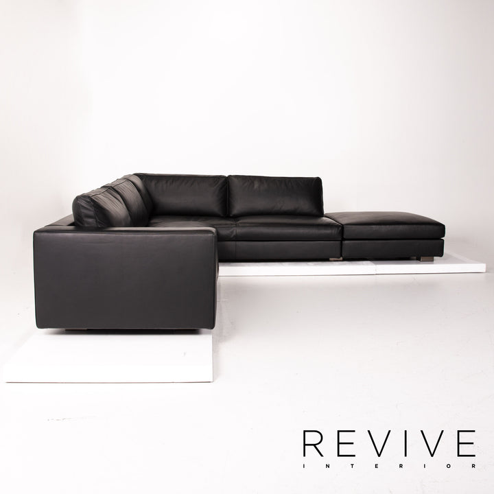 Minotti Leder Ecksofa Schwarz Sofa Couch #14077