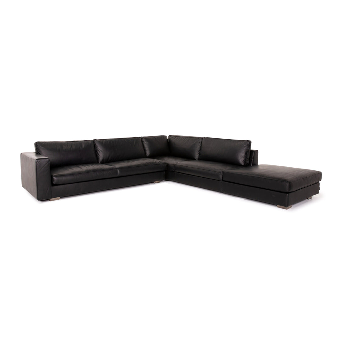 Minotti Leder Ecksofa Schwarz Sofa Couch #14077