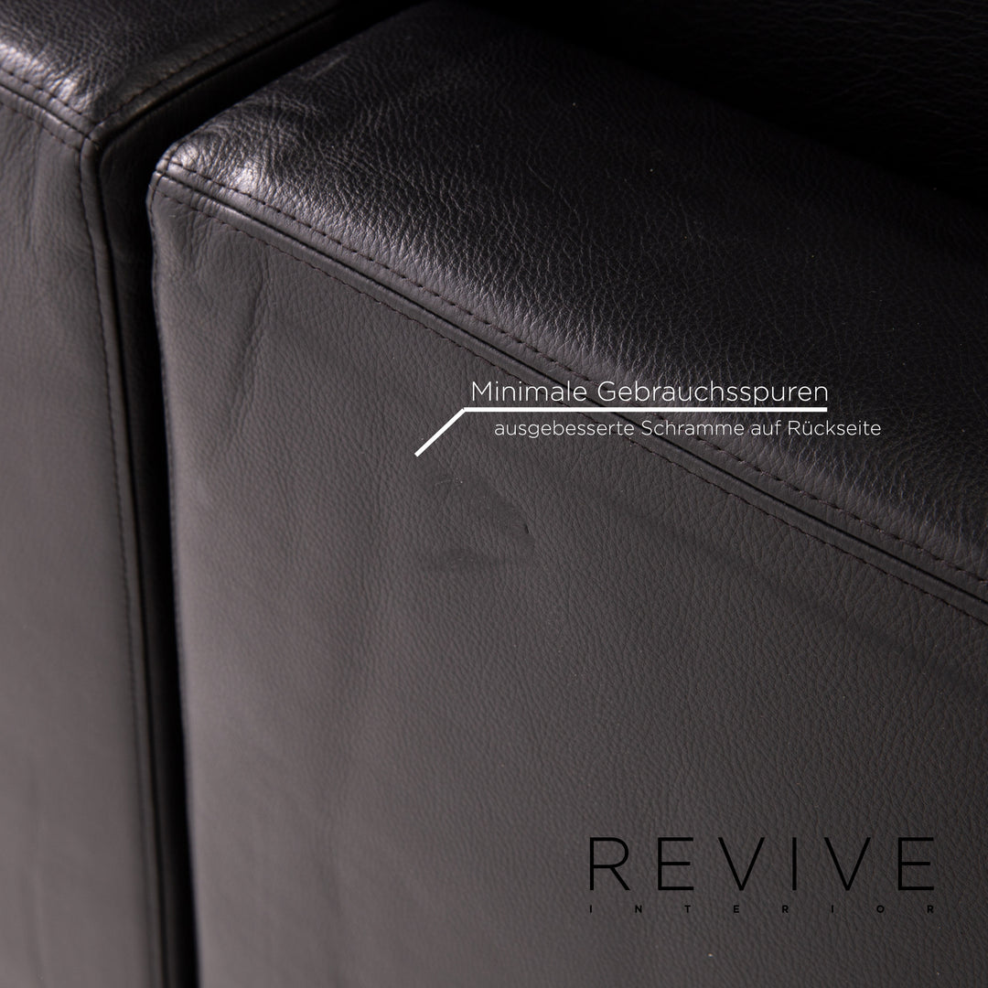 Minotti Leder Ecksofa Schwarz Sofa Couch #14077