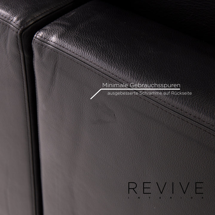 Minotti Leder Ecksofa Schwarz Sofa Couch #14077