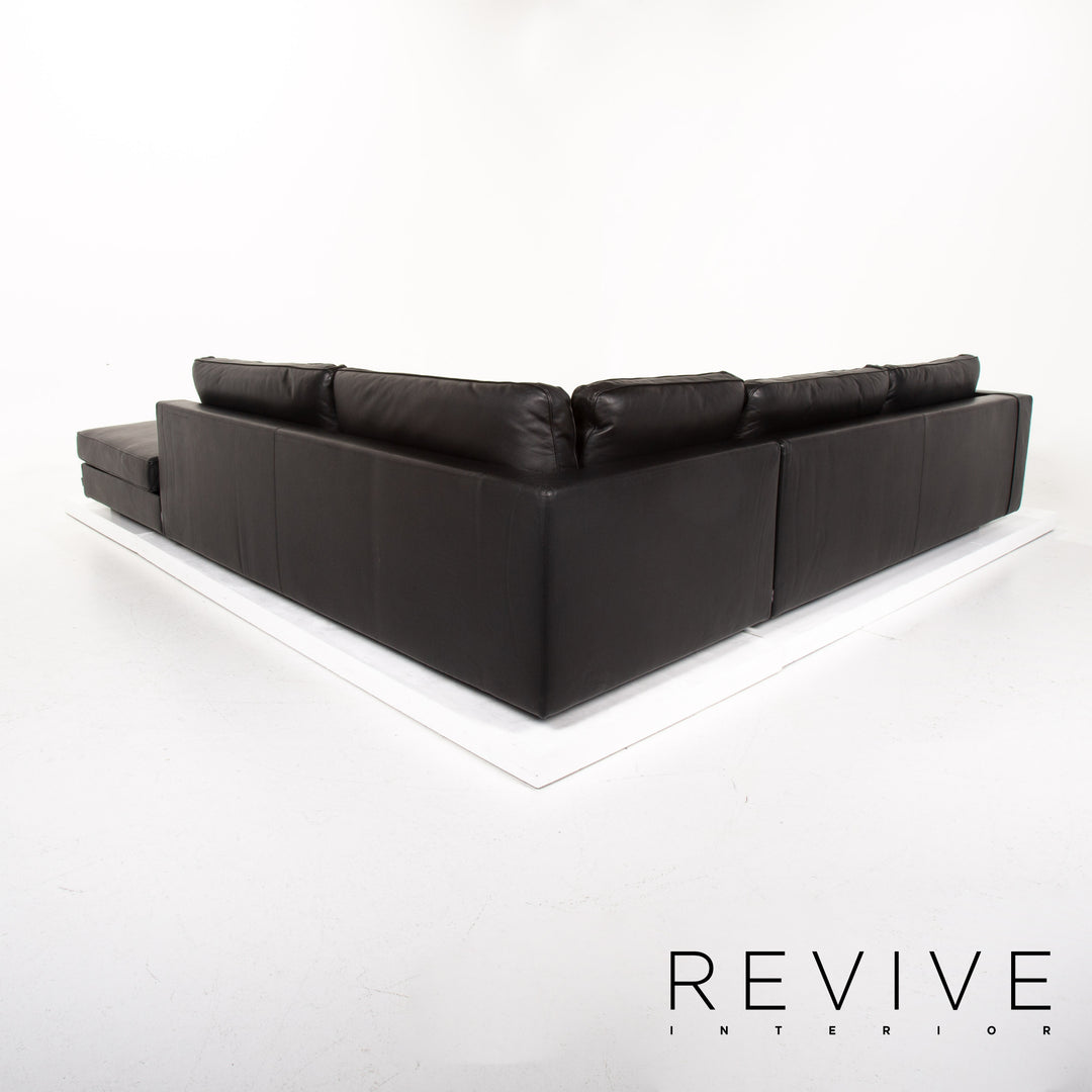 Minotti Leder Ecksofa Schwarz Sofa Couch #14077