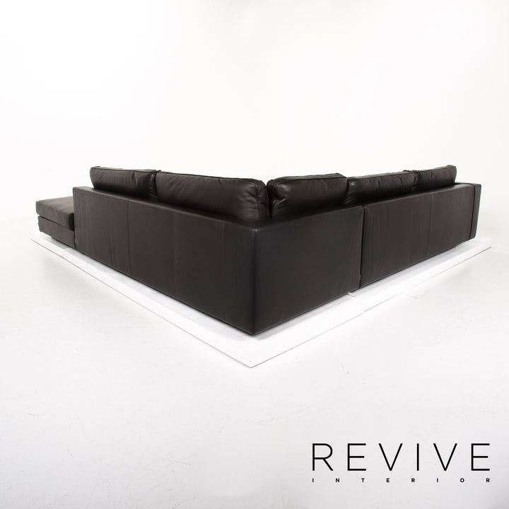 Minotti Leder Ecksofa Schwarz Sofa Couch #14077