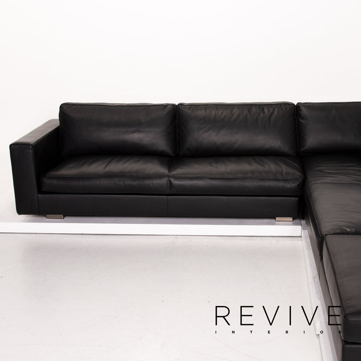 Minotti Leder Ecksofa Schwarz Sofa Couch #14077