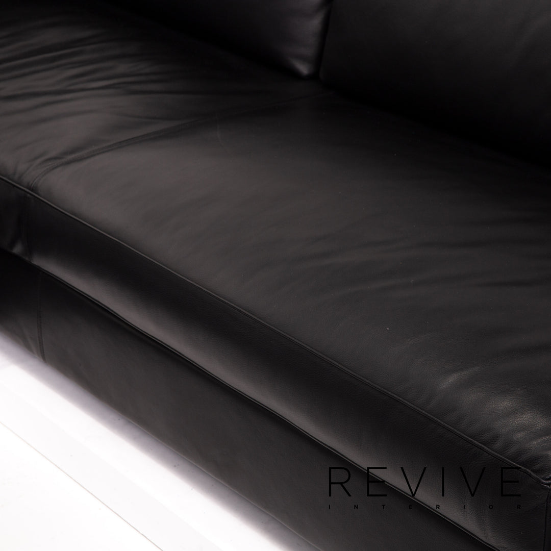 Minotti Leder Ecksofa Schwarz Sofa Couch #14077