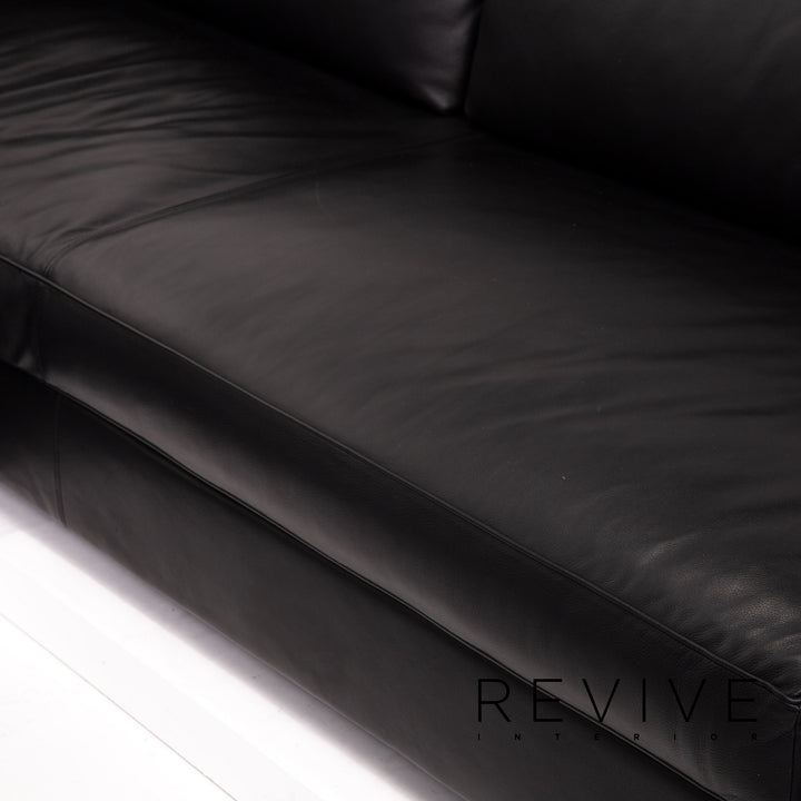Minotti Leder Ecksofa Schwarz Sofa Couch #14077