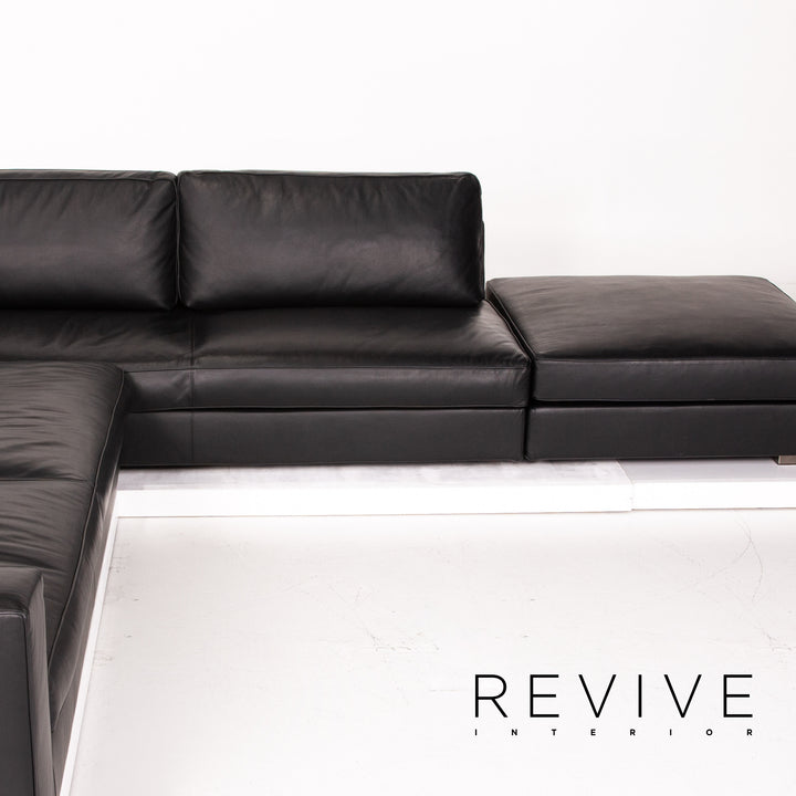 Minotti Leder Ecksofa Schwarz Sofa Couch #14077