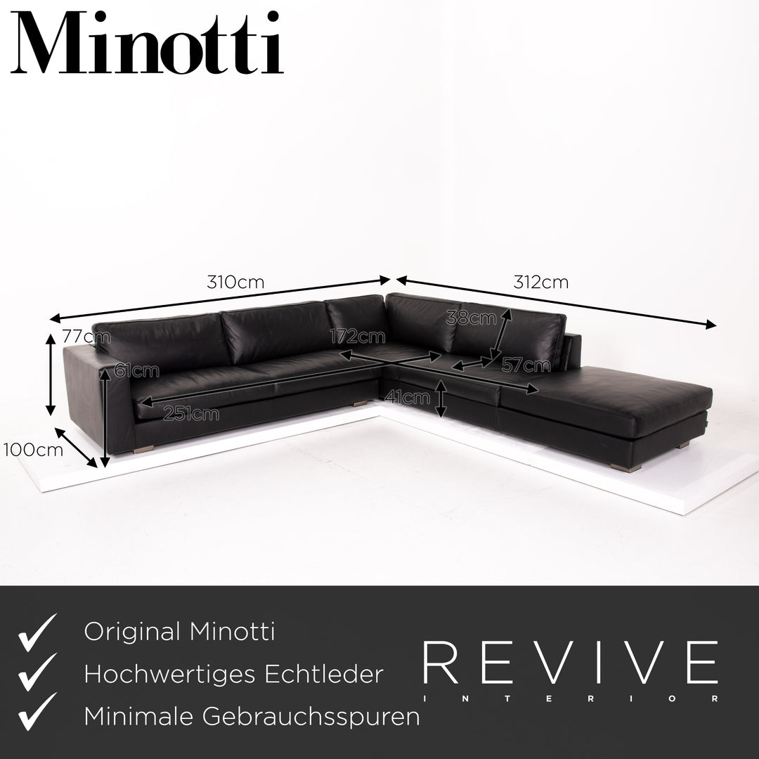 Minotti Leder Ecksofa Schwarz Sofa Couch #14077