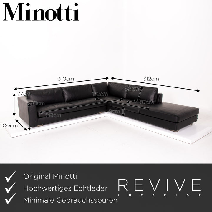 Minotti Leder Ecksofa Schwarz Sofa Couch #14077