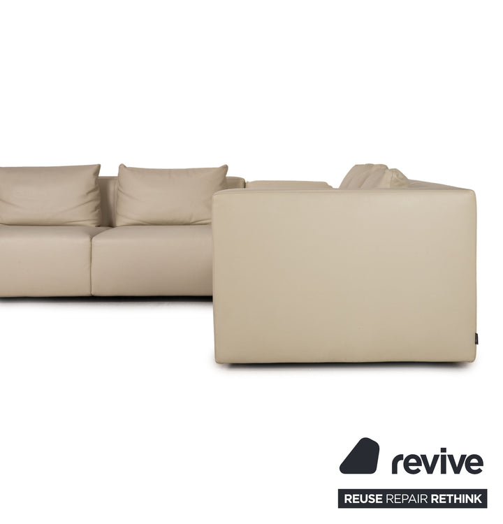 Minotti Leder Sofa Creme Ecksofa Couch