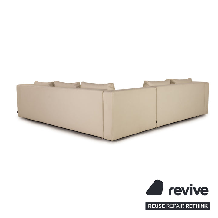 Minotti Leder Sofa Creme Ecksofa Couch