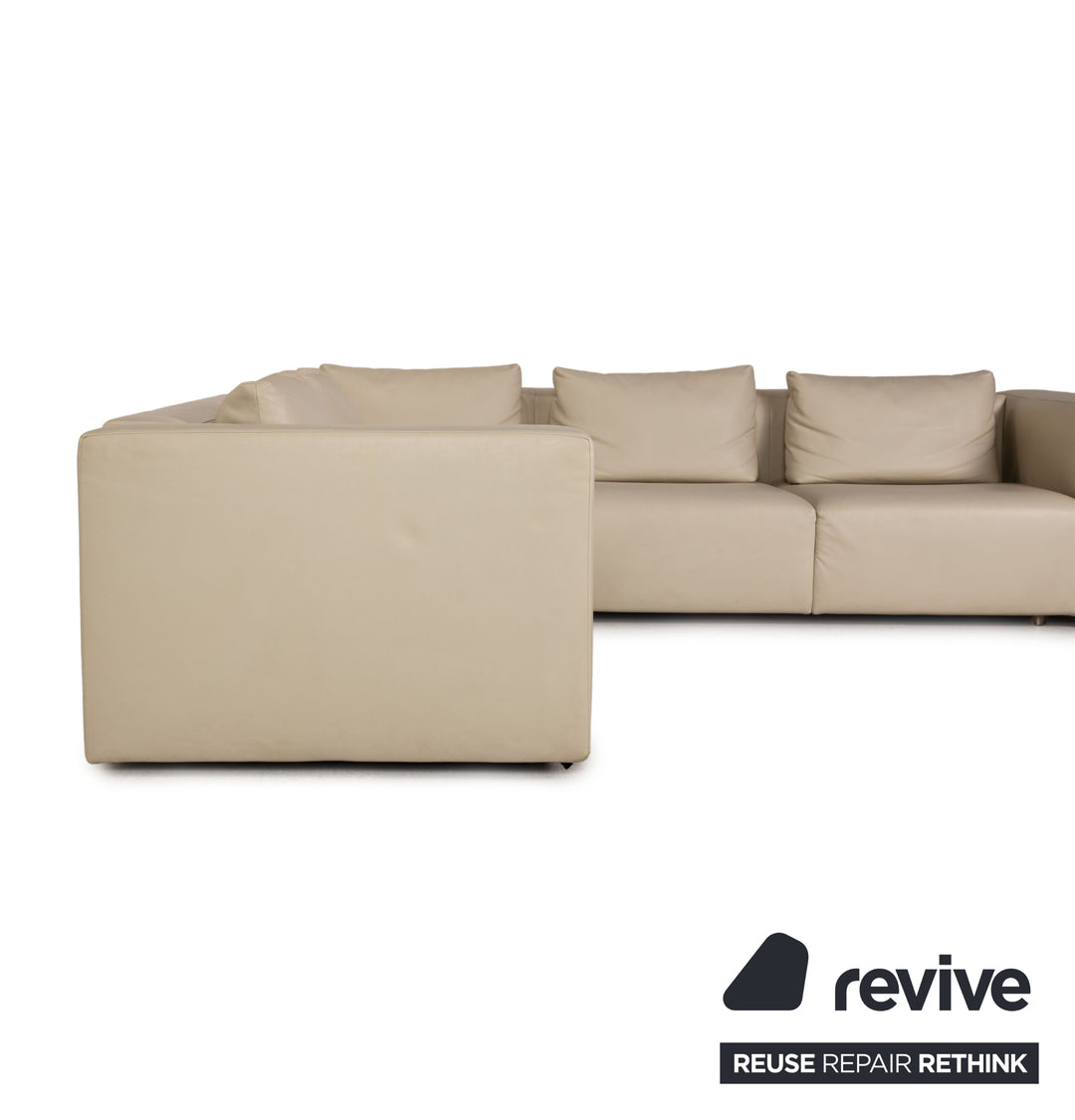 Minotti Leder Sofa Creme Ecksofa Couch