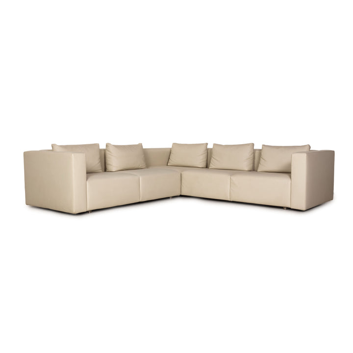 Minotti Leder Sofa Creme Ecksofa Couch