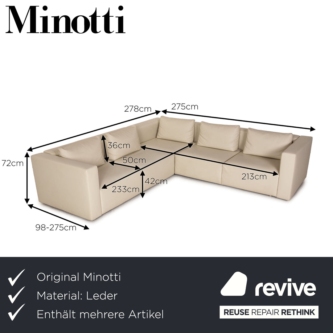 Minotti leather sofa set cream corner sofa stool