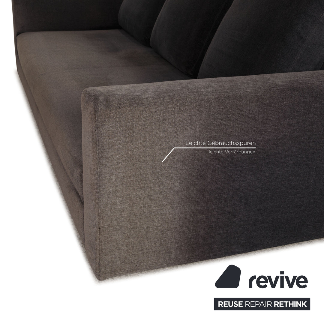 Minotti Stoff Sofa Garnitur Grau Dreisitzer Liege Couch