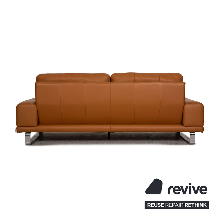 Mondo Leather Three Seater Brown Sofa Couch