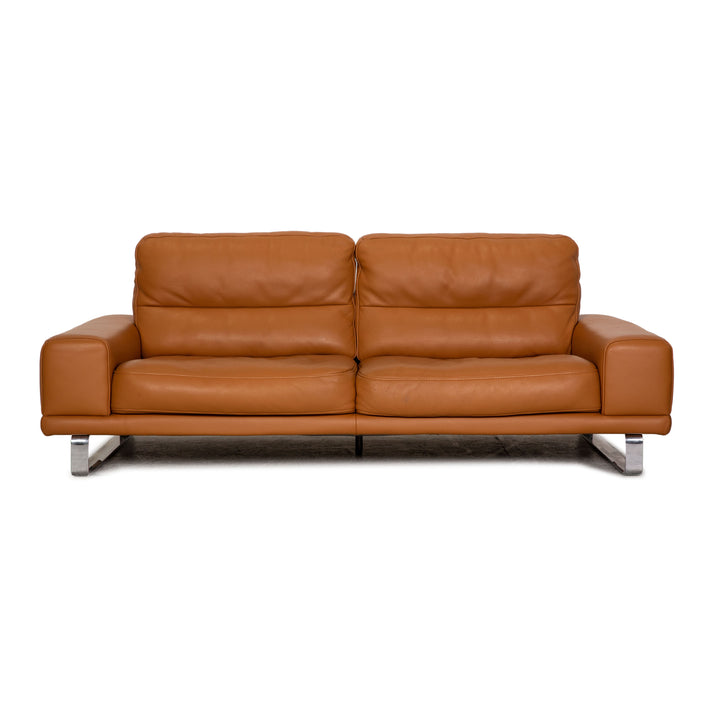 Mondo Leather Three Seater Brown Sofa Couch
