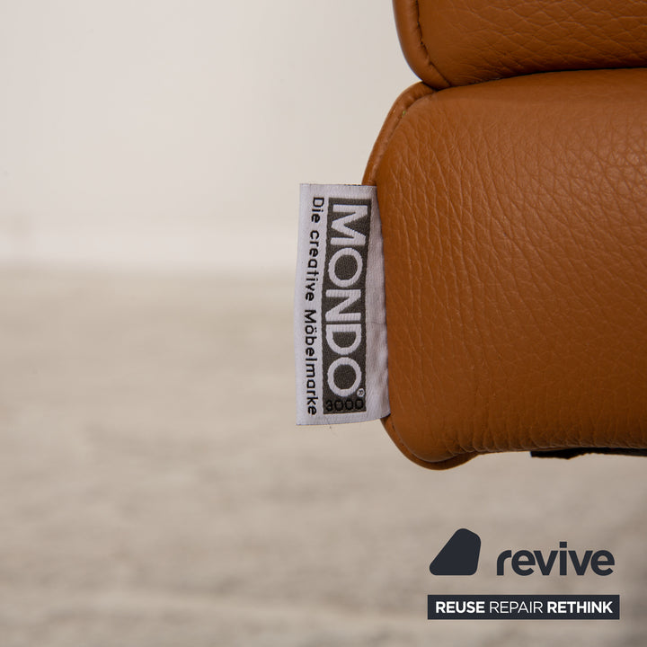 Mondo Leather Three Seater Brown Sofa Couch