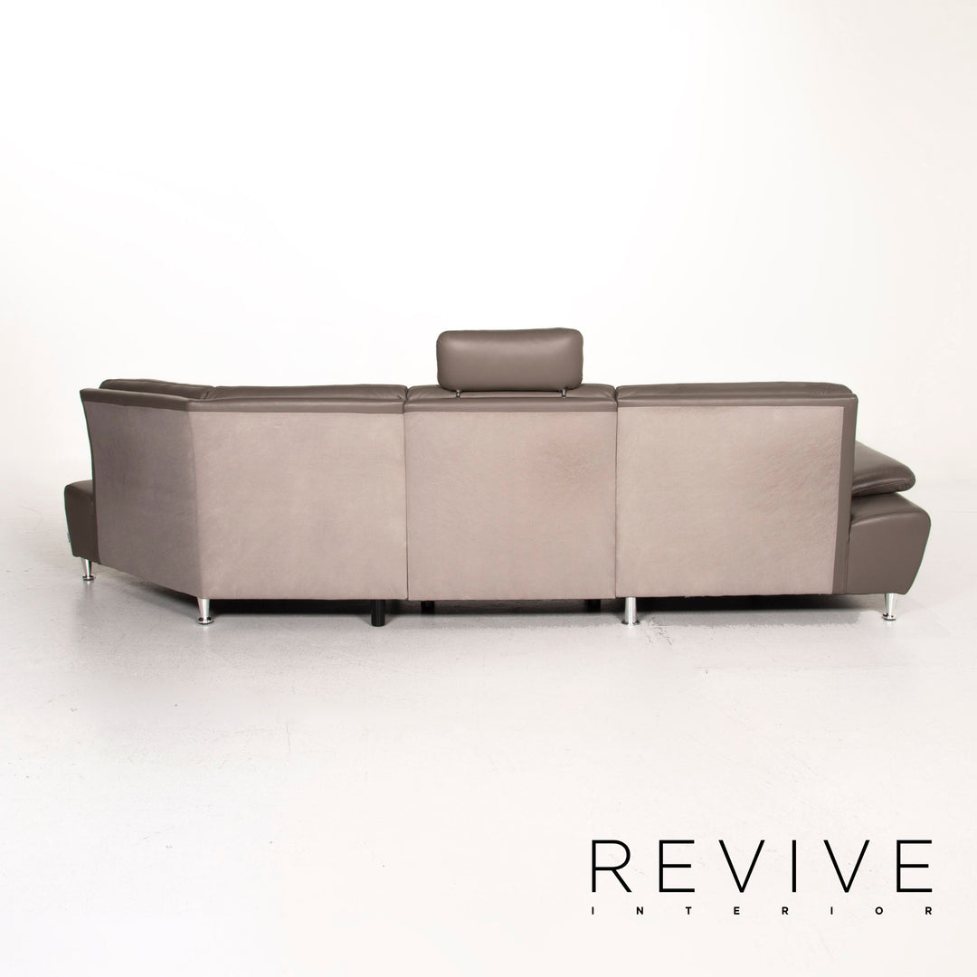 Mondo Leather Corner Sofa Gray Sofa Couch #12600