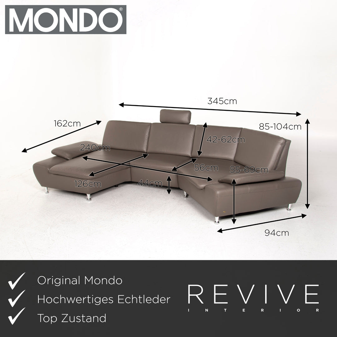 Mondo Leather Corner Sofa Gray Sofa Couch #12600