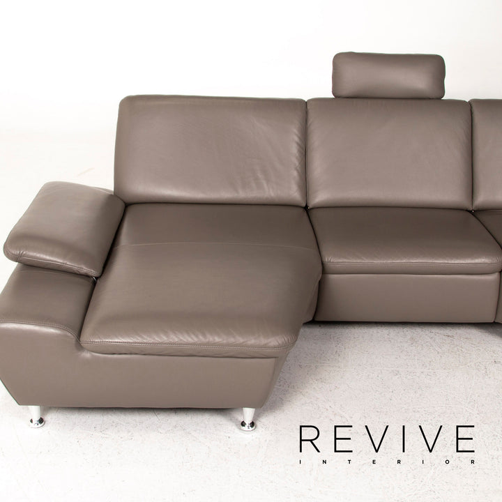 Mondo Leather Corner Sofa Gray Sofa Couch #12600