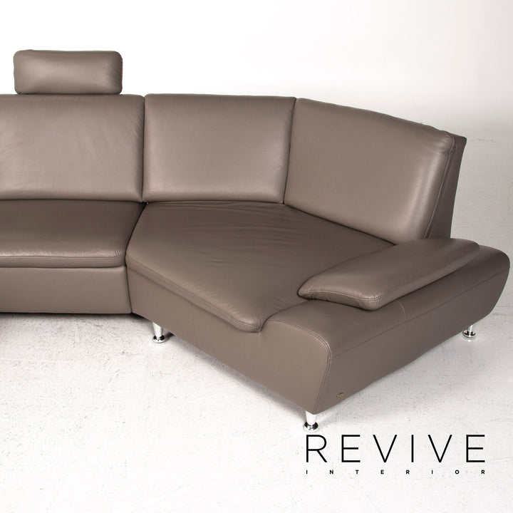 Mondo Leather Corner Sofa Gray Sofa Couch #12600
