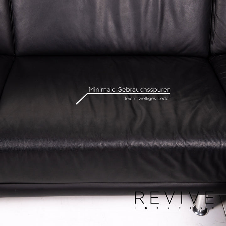 Mondo Leather Corner Sofa Black Sofa Couch #14742