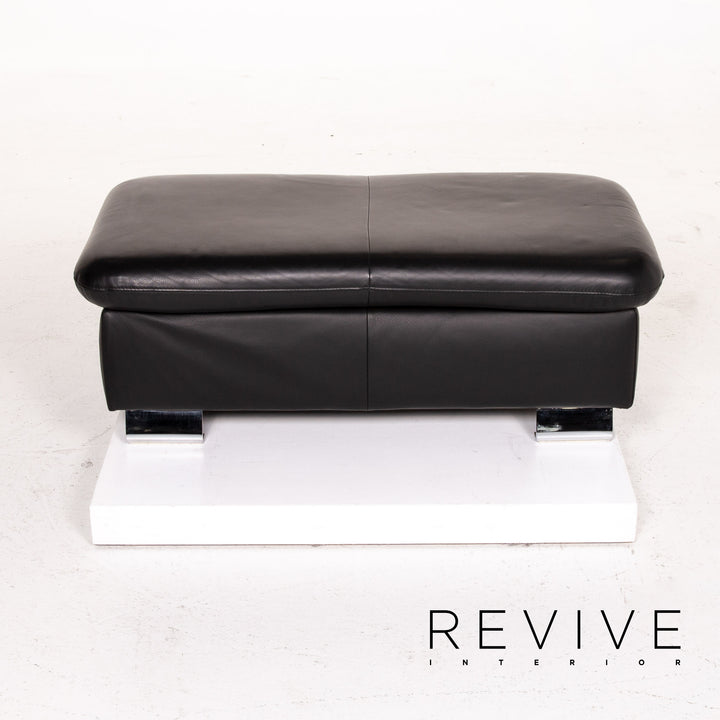 Mondo leather sofa set black 1x corner sofa 1x stool sleeping function function sofa bed #14545